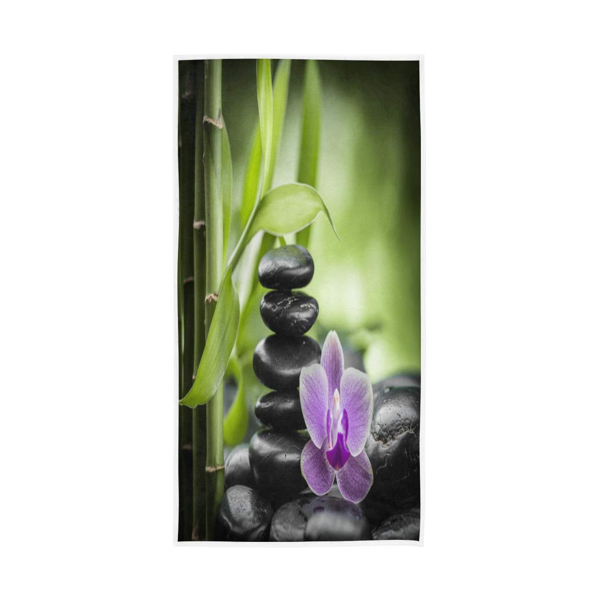 GIGIJY Japonia Zen Kamienie Orchidea i bambus Design Ręcznik Bardzo chłonny Miękki Ręcznik do rąk do domu Kuchnia Łazienka Siłownia (1 zestaw 4 szt.) dla Dorosłych Dzieci Chłopcy Dziewczęta 76 x 38 cm