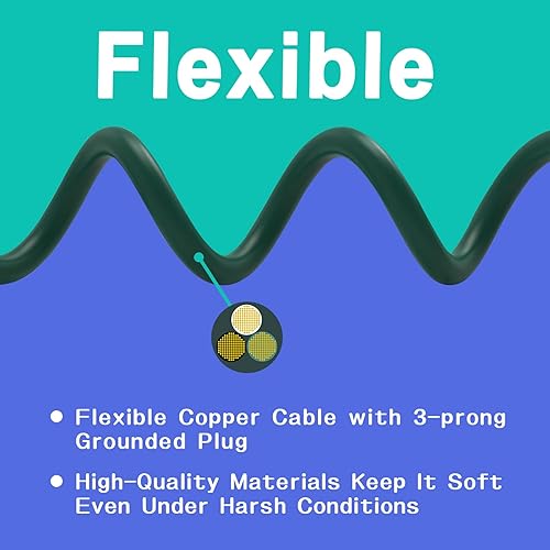 Miniatura 4 de Cable de extensión para exteriores de 6 pies para decoraciones navideñas, cable de alimentación SJTW impermeable 163 con enchufe de conexión a
