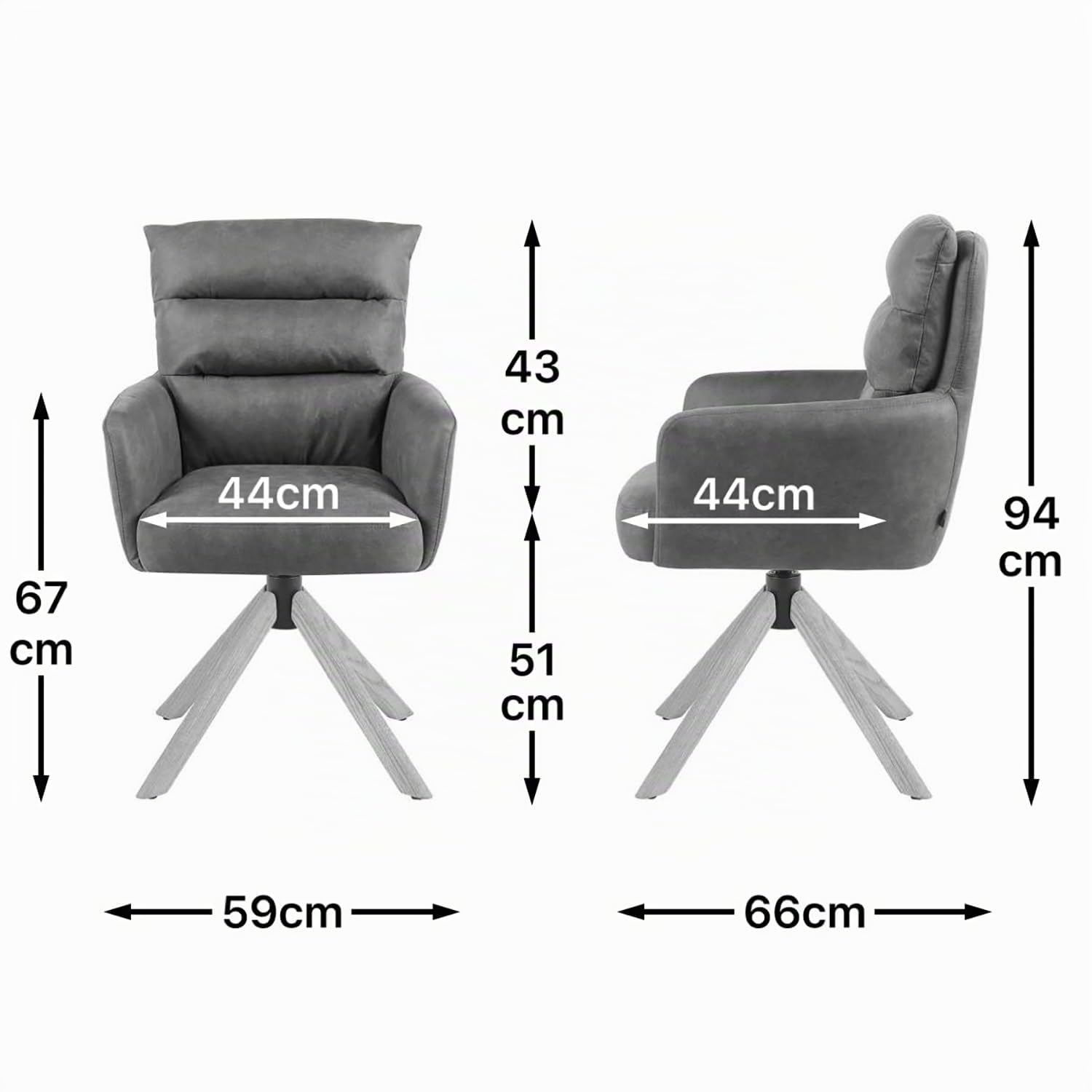 DUBI Möbel Esszimmerstühle 2er Set 360° drehbar mit Rückstellfunktion, Taschenfederkern, hoher Sitzkomfort, bis 150 kg belastbar, Stoff Creme, Eiche Massivholzgestell geölt (Natur), Mika-Jule