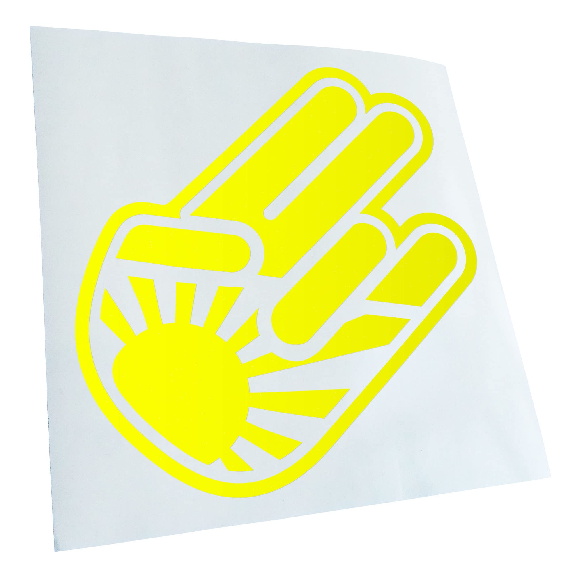 Kiwistar - Car Sticker - Neon Yellow - 60 x 60 cm Small Japan Shocker Hand - Rear Window Car Sticker Weatherproof for Car Truck Moped Truck - Sticker Exterior Self-Adhesive Tuning Accessories for