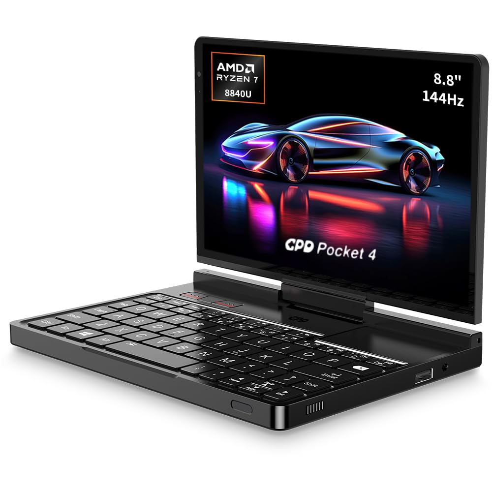 Cutesliving GPD Pocket 4 Mini PC, AMD Ryzen 7 8840U, Radeon 780M, 16GB RAM 1TB SSD, 8.8" 144Hz Display, Modulare Handheld per Ingegneri e Gamer
