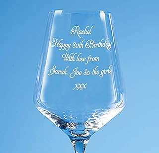 80th Birthday Personalised Crystal Wine Glass With Gift Box, Your Message Engraved, 80th Gift Idea For Ladies, 80th Present For Men