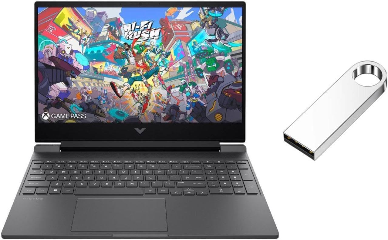 HP Victus 15.6" FHD 144HZ Gaming Laptop|AMD Ryzen 5-7535HS (Beat i7-11800H) |AMD Radeon RX 6550M|Backlit KB|Mica Silver| 8GB RAM DDR5 | 512GB SSD |Windows 11 Home |Bundle with 64GB USB Flash Drive