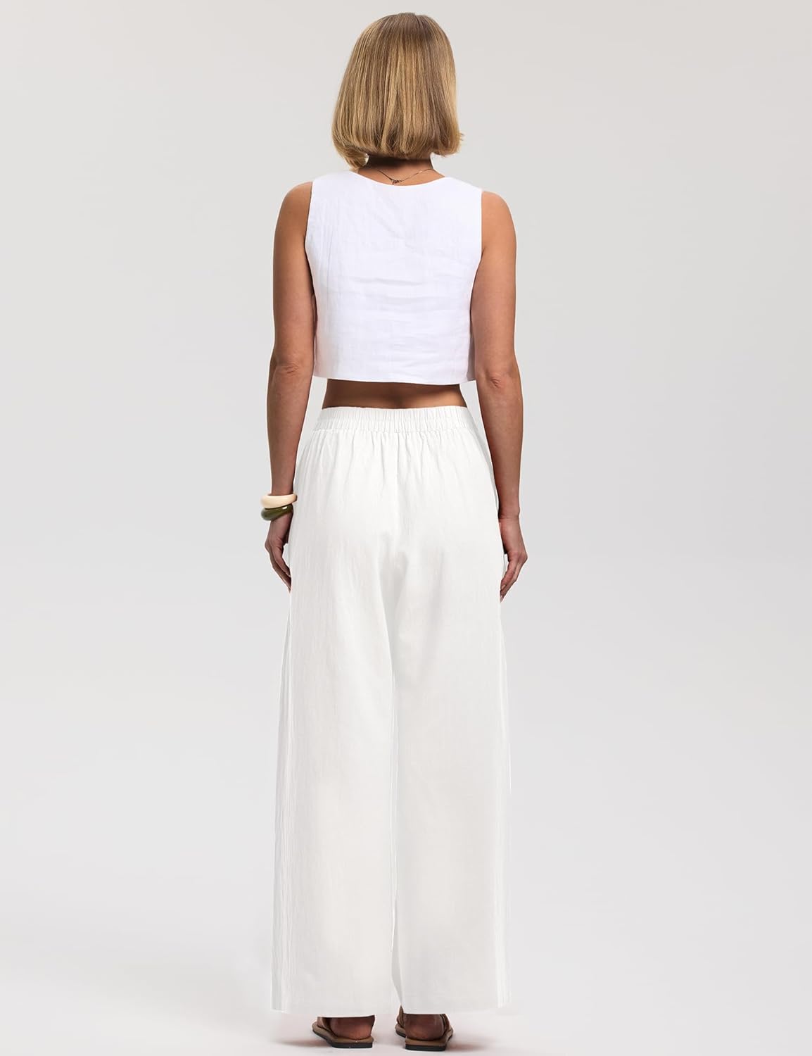 LOMON Cotton Linen Pants Women Wide Leg Palazzo Pants Beach Vacation Outfits Summer 2026 Flowy Clothes Trousers with Pockets