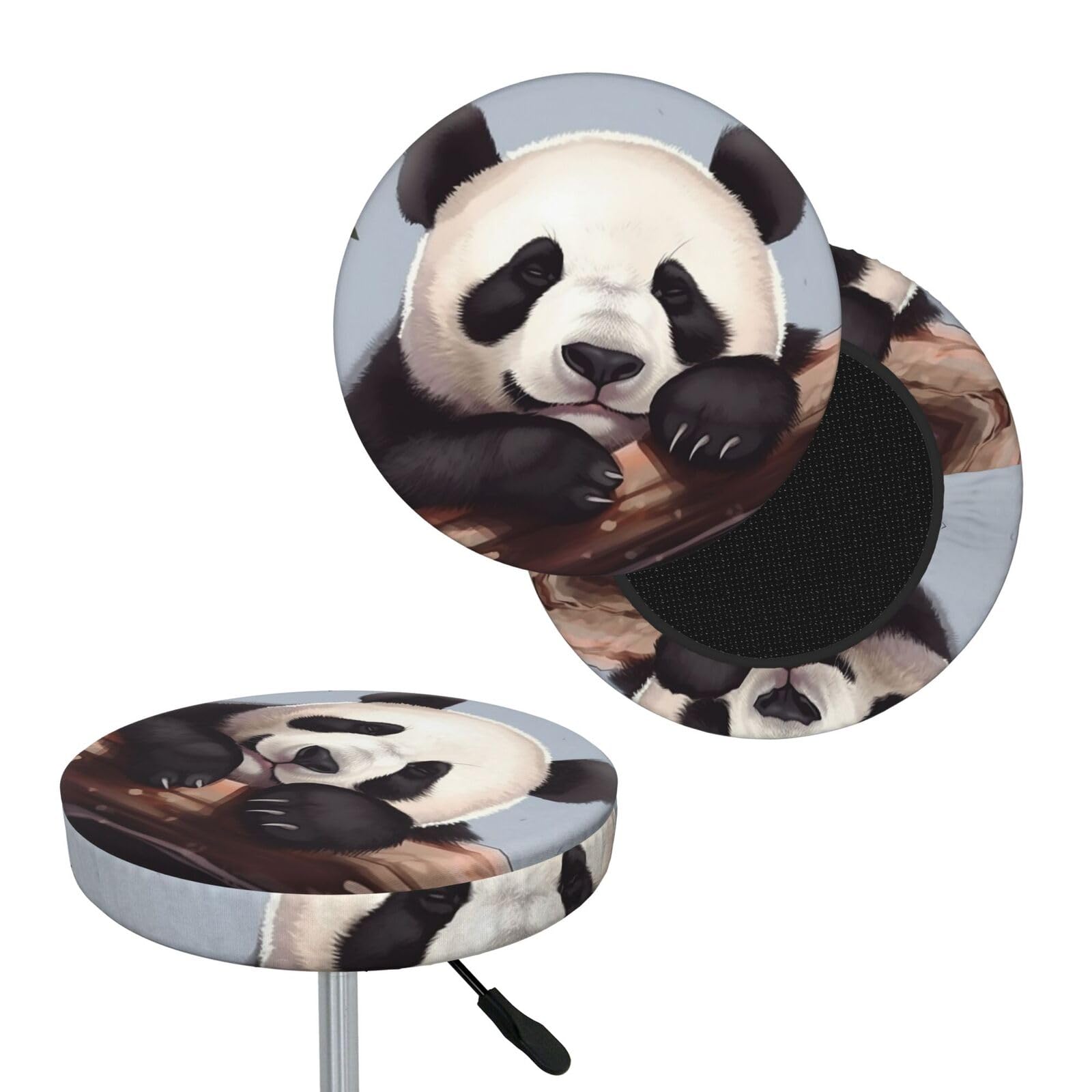 NONHAI Cute Sleeping Panda Bar Stool Cover Round Elastic Stool Cushion Covers Dustproof Bar Chair Cover Washable Stool Cushion Slipcover Stretch Stool Seat Covers for 12-14 Inch Chair