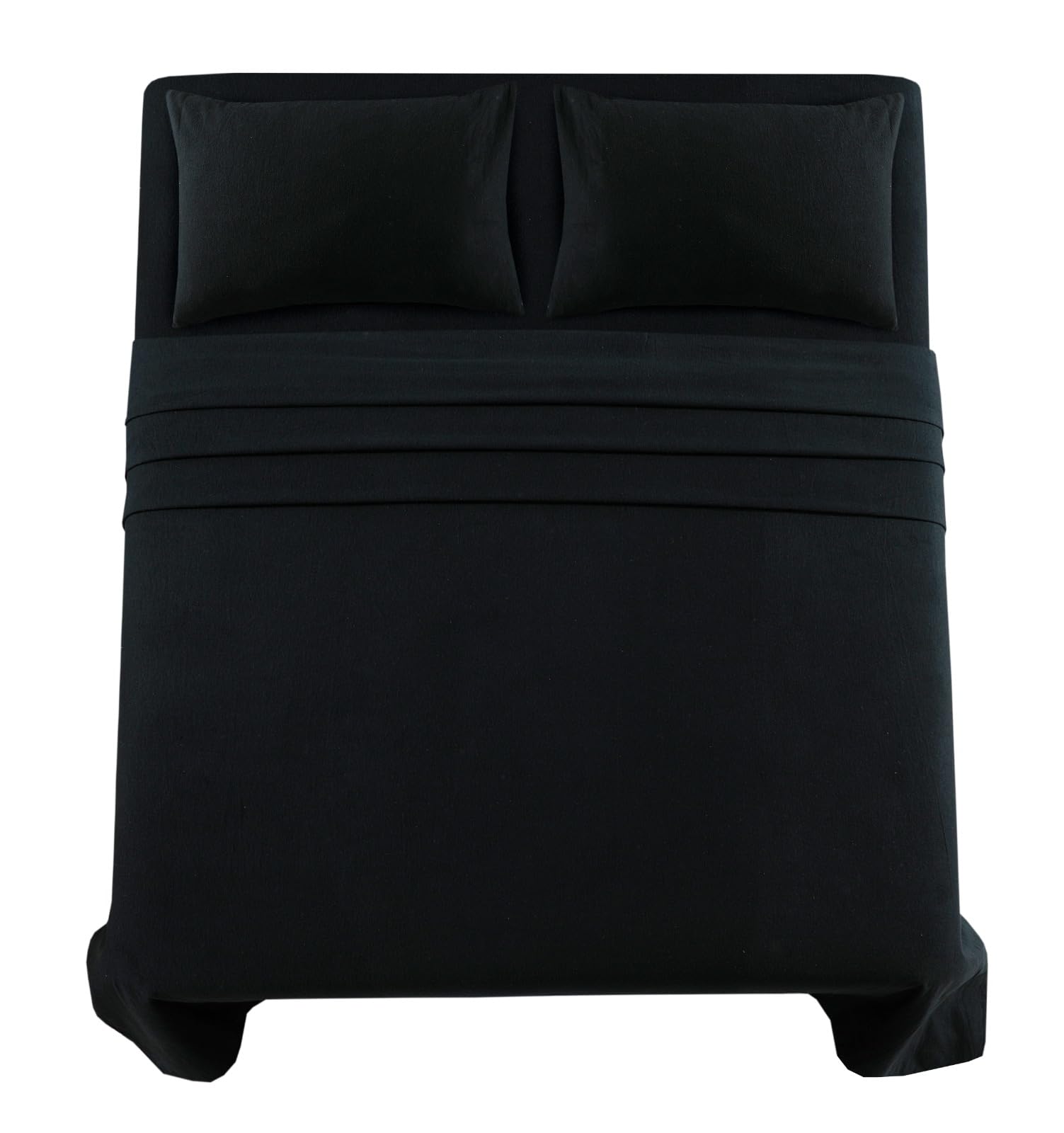 Northern Luxe Flannelette Fitted Sheet (FULL SET – FITTED SHEET + FLAT SHEET + PILLOWCASES) 100% Brushed Cotton Beautiful Bedding Set Soft Cosy Bedsheet Easy Care 160 GSM (Black, Super King Full Set)