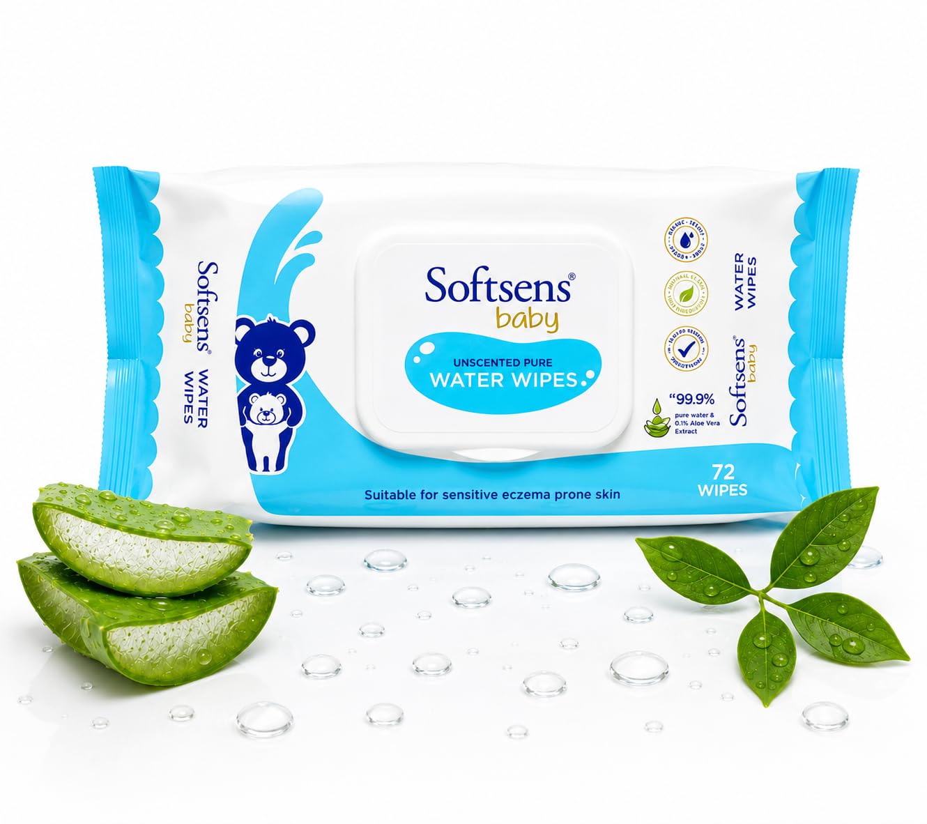 Softsens Baby 99.9% Pure Water Wipes | Pure Aloe Vera Extract Wipes For Babies (Pack of 1)-image-47