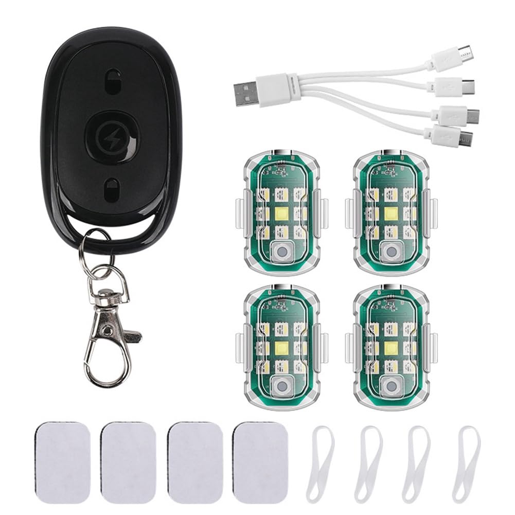 Jnchdghwa Wireless Strobe Light 4PCS Remote Control Aircraft Light RGB Car Light Motorcycle Drone Motorcycle Warning Light 5V