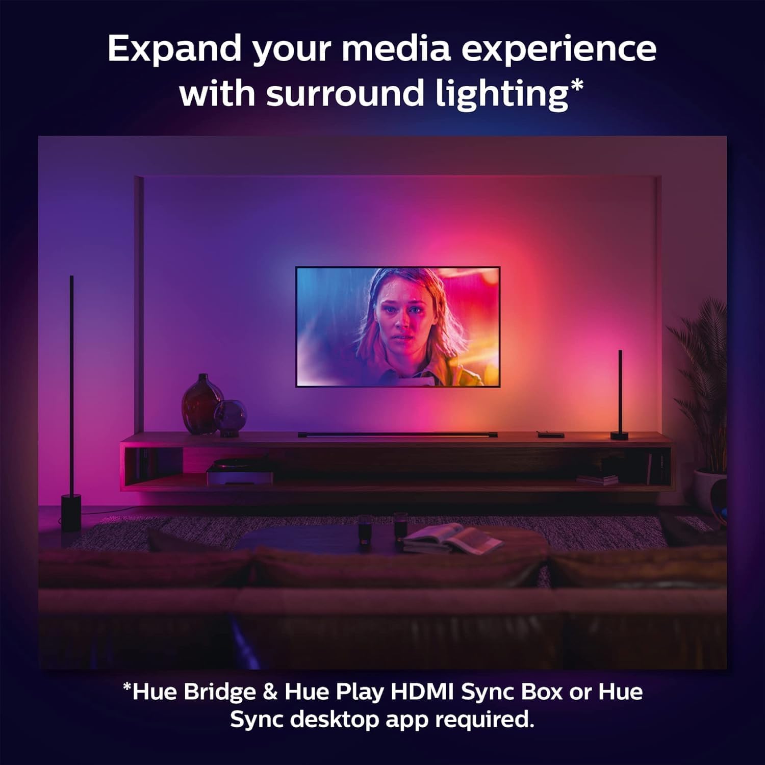 Philips Hue Signe White and Colour Ambiance Gradient Table Lamp [Black] Smart Bedroom Lighting with Bluetooth Plug-in Lamp Works with Alexa Google Assistant and Apple Homekit. product thumbnail 8