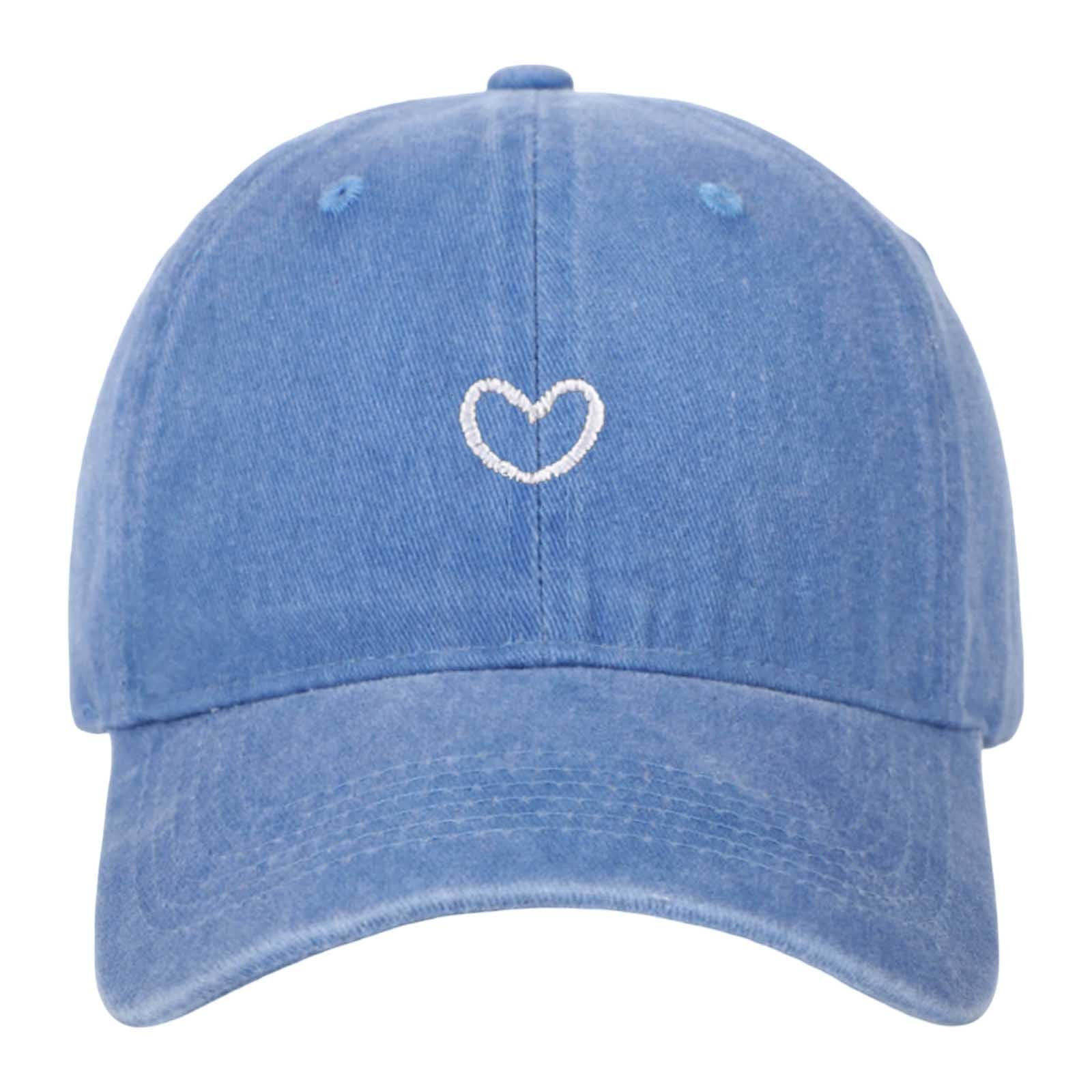 Generisch Casquette de baseball pour femme avec motif cœur brodé - Casquette réglable en coton - Pour le sport, l'été, l'extérieur - Pour les voyages, les festivals, la protection solaire