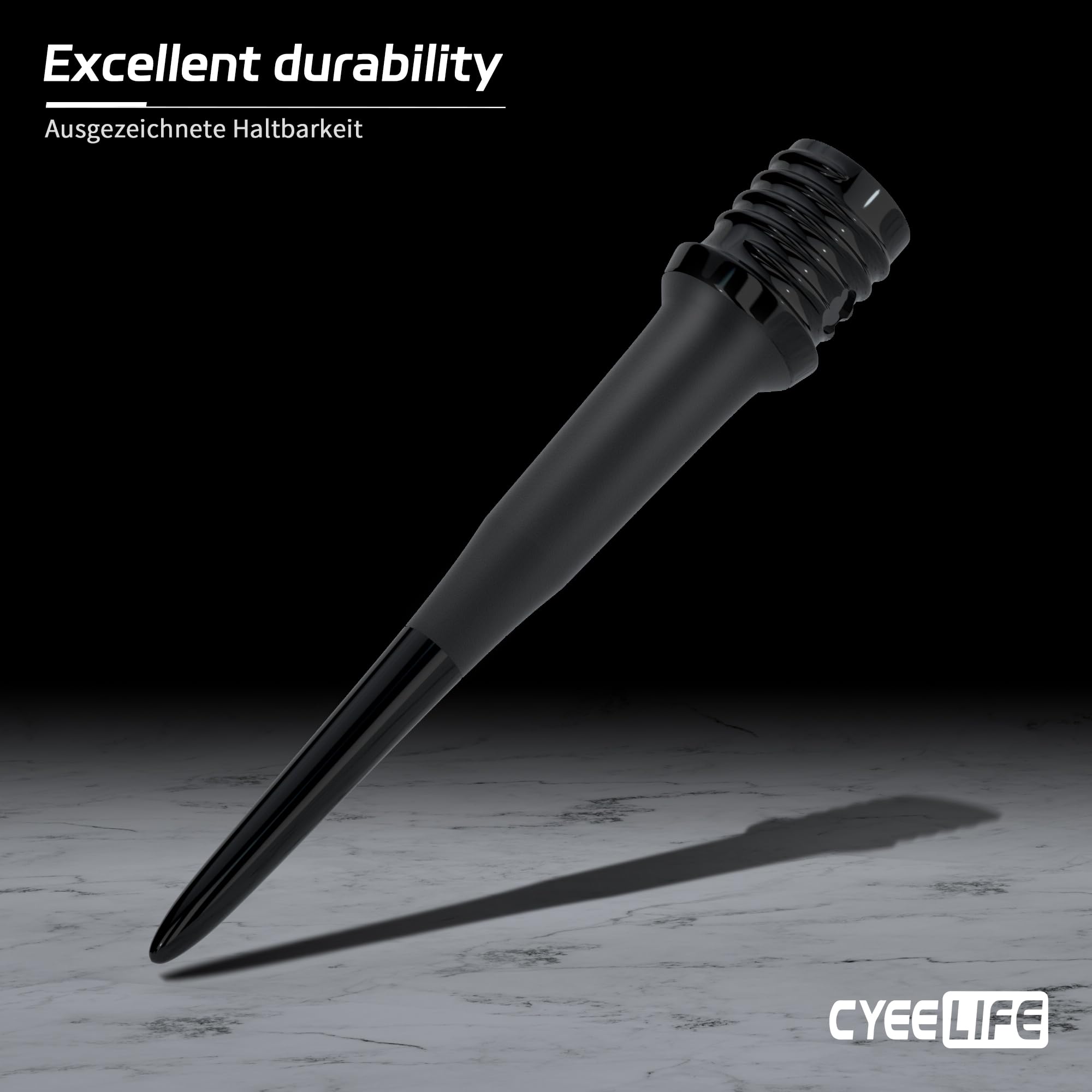 CyeeLife Puntas para dardos de plástico, 1000 unidades, punta de dardos blandos, rosca 2BA, puntas de dardos, puntas de repuesto, especialmente estables y duraderas, color negro
