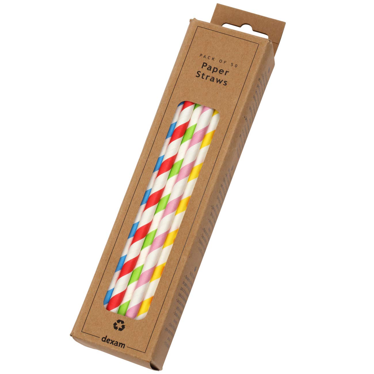 Striped Straws Pack/50 Assorted Colours