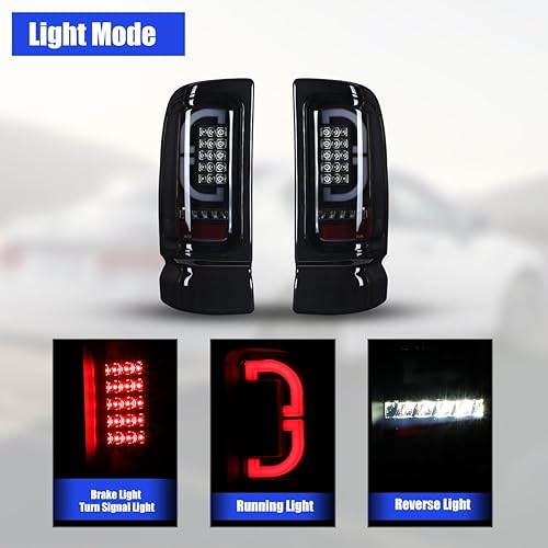 Miniatura 6 de Nixon Offroad Conjunto de luces traseras LED para Dodge Ram 15001994-2002 Dodge Ram 25003500 1994-2002, par de luces traseras LED para Dodge Ram