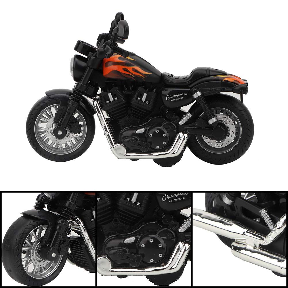 Generic Alloy Electric Motorcycle Model Toy with Light Music for Kids Gift, DropResistance Alloy Motorbike Model Toy for Children, Black/White, 4.7 * 2.9 * 3.1in (Black) — view 2