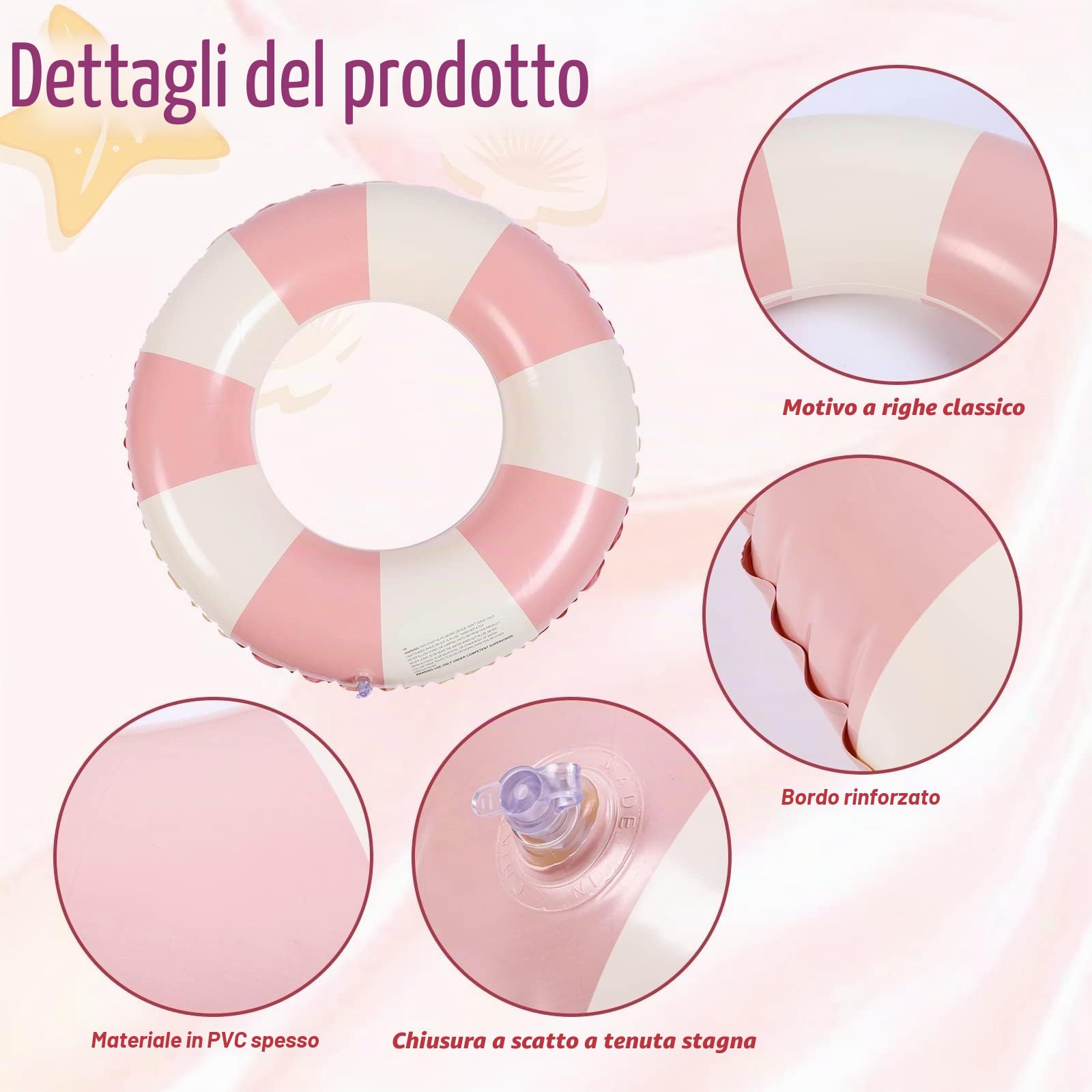 Anello di nuoto gonfiabile, Anello di Nuoto Gonfiabile Galleggiante Adulti, Vintage a Righe Ciambella Salvagente Gonfiabile, per Galleggiante per bambini adulti