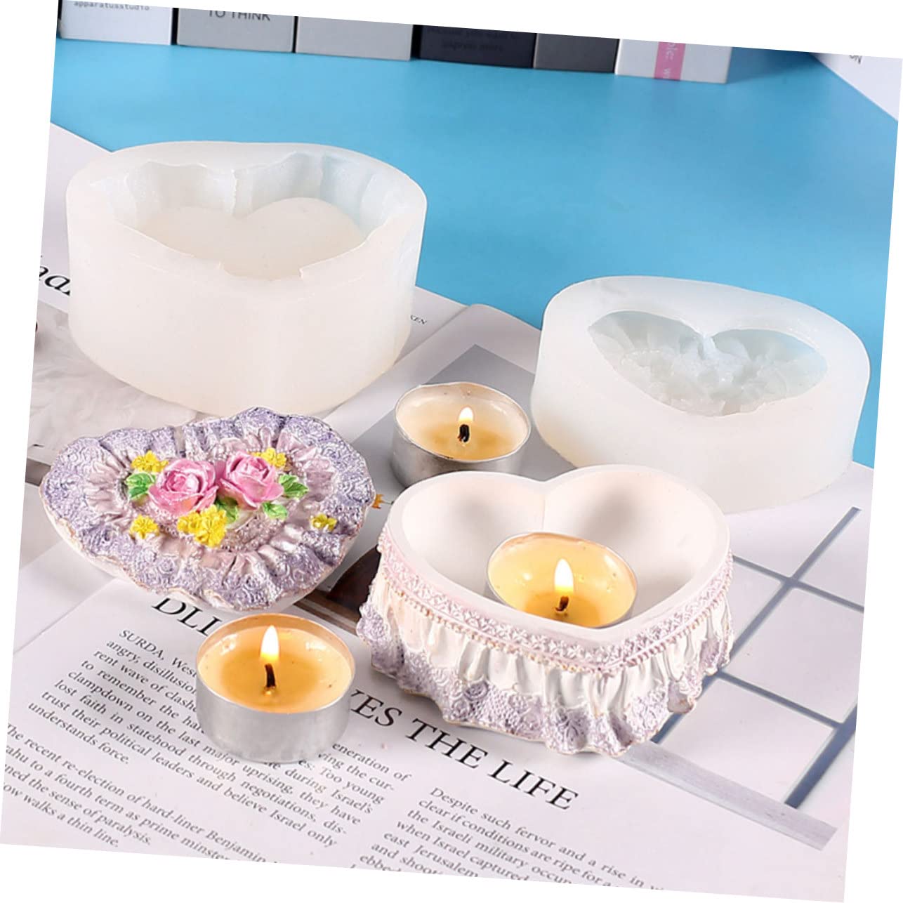 Operitacx Stampo in Silicone per Scatola Fai da Te a Forma di Cuore e Rosa, Materiale Resistente e Facile da Pulire, per Artigianato DIY e Creazioni Uniche