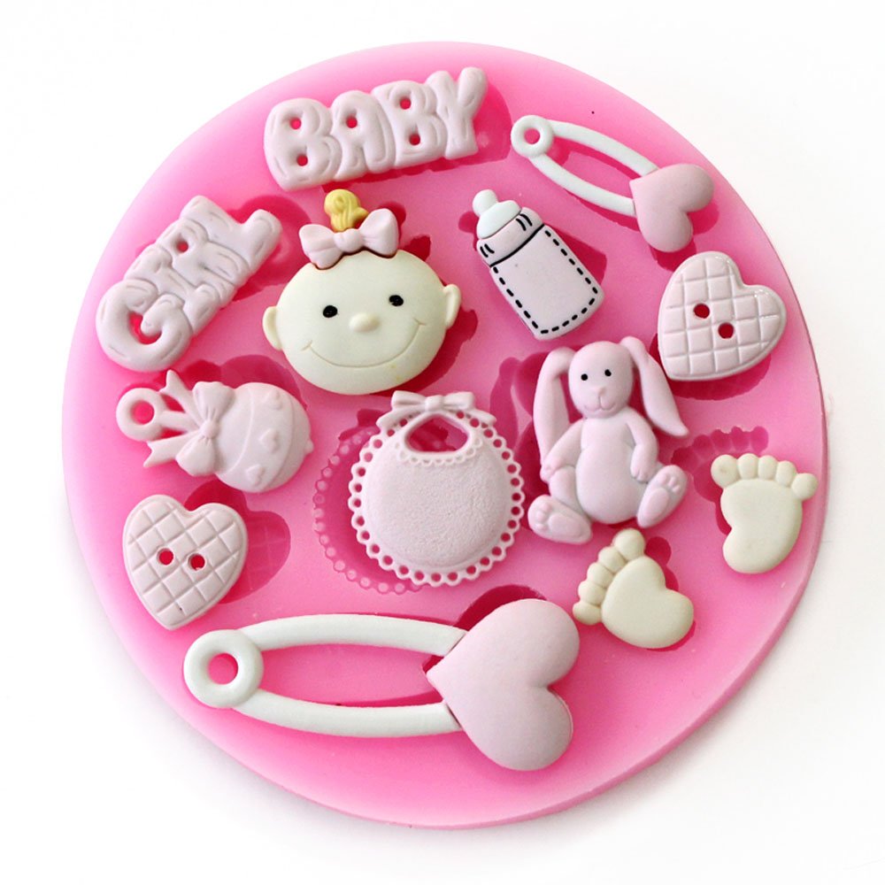 LC Girl Baby And Footprint X486 Silicone Fondant Mould Cake Mold Chocolate Baking Sugarcraft Decorating Tools