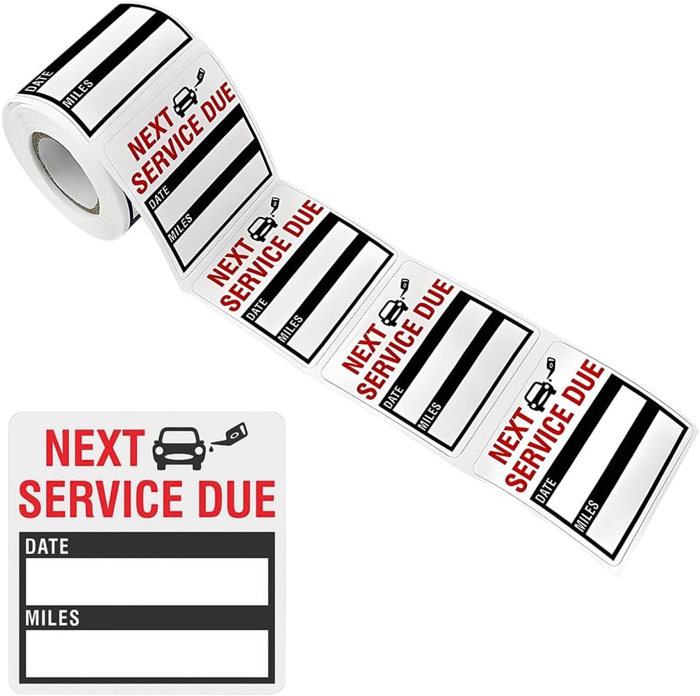 BELOMI150PCS Car Oil Change Stickers, 2*2 Inch Next Service Due Labels for Window Windshield, Service Reminder Decal with No Residue, Universal for Vehicle, Truck, and More