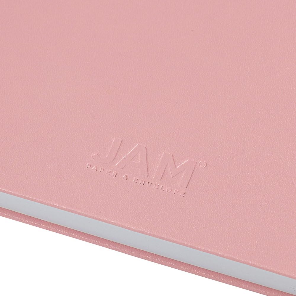 JAM PAPER Hardcover Notebook with Elastic Band - Large Journal - 5 7/8 x 8 1/2 - Baby Pink - 100 Lined Sheets - 2/Pack