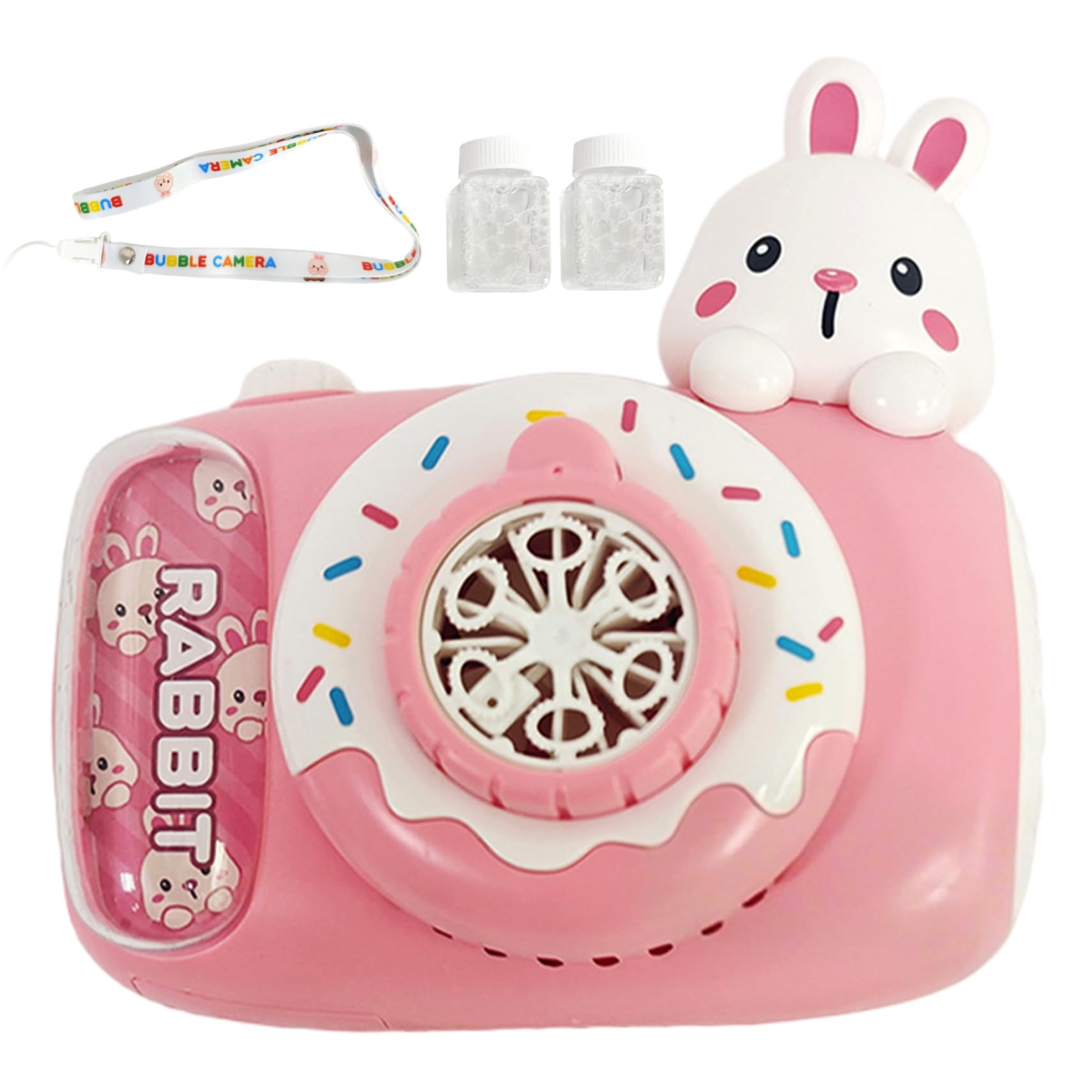 Automatic Bubble Blowers Cartoon Camera Shaped with Lights Strap Refill Style-1