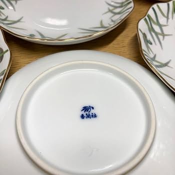 香蘭社 鴨 水草柄　皿　5枚セット　サイズ：約19.5㎝ Amazon.co.jp: 香蘭社 鴨 カモ 銘々皿 5客 レア 金彩 鳥 プレート