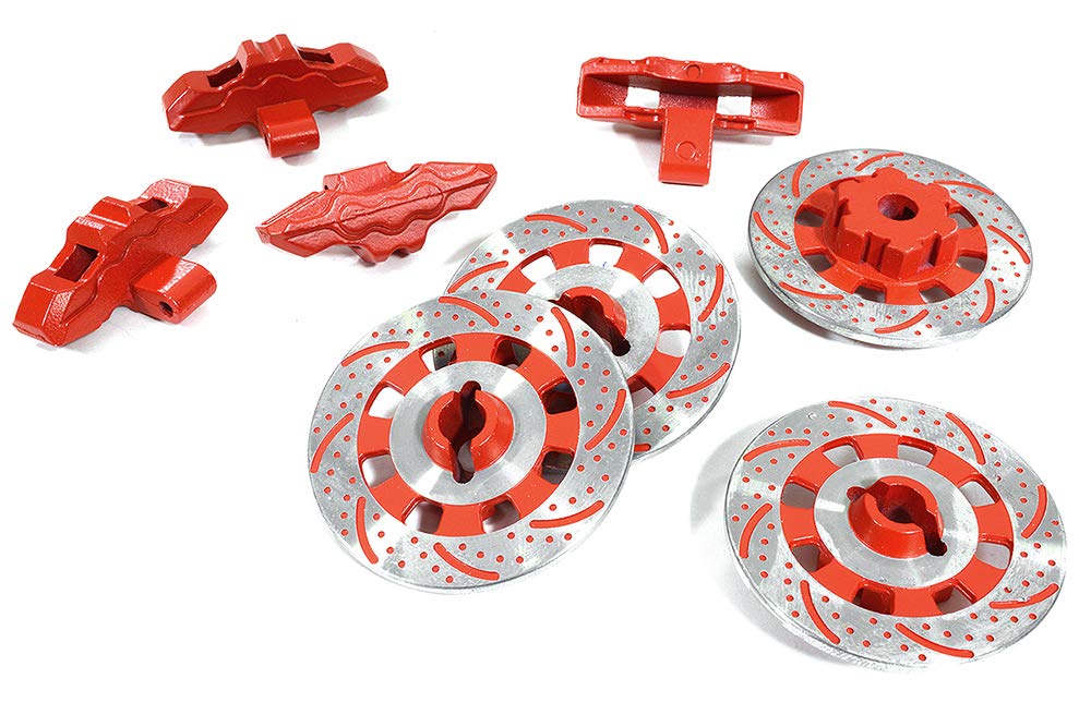 Integy RC Model C29871RED Realistic Scale Alloy Brake Disc Set for Traxxas 1/7 Unlimited Desert Racer