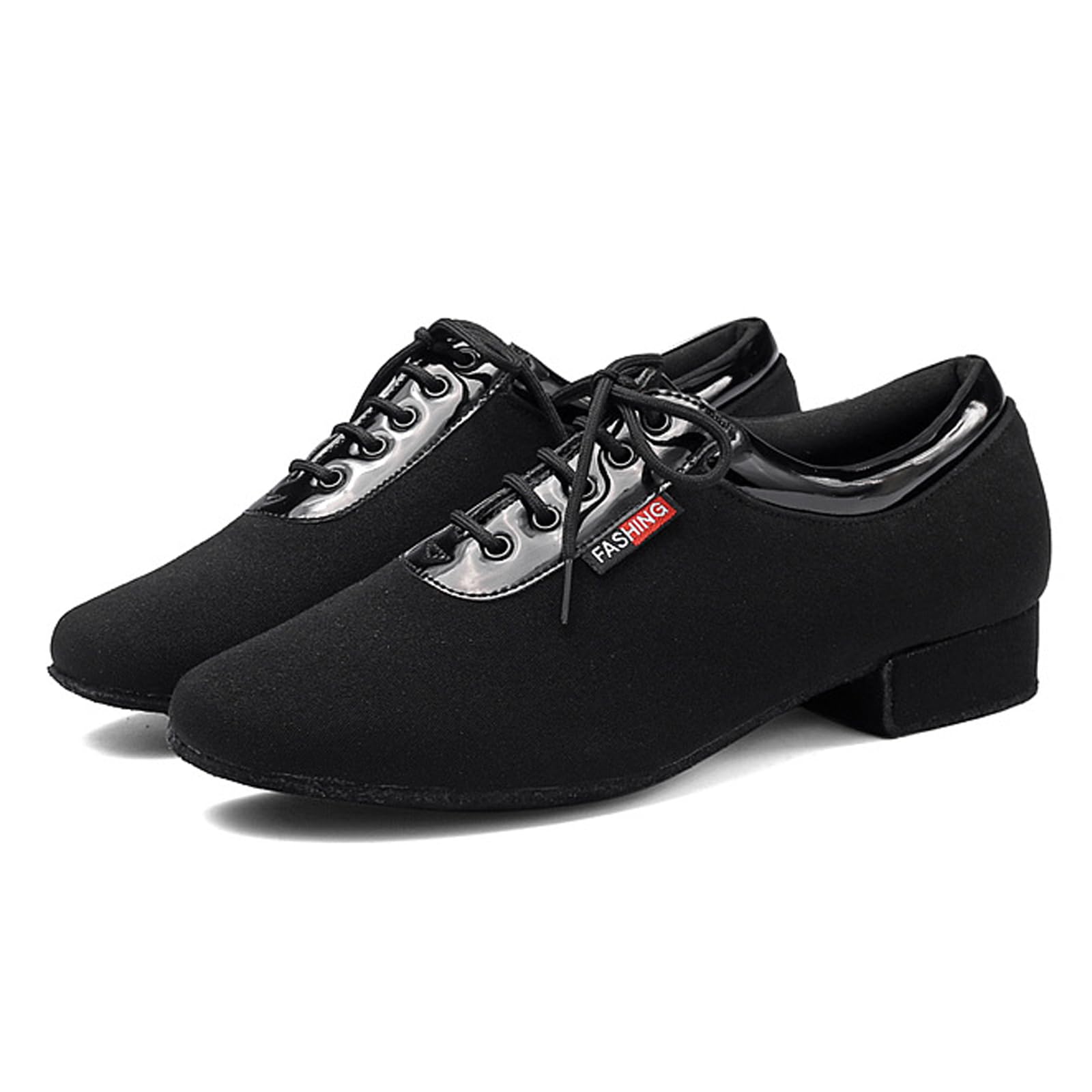 Scarpe da Ballo Uomo Salsa Stringate Tacco Basso Nero