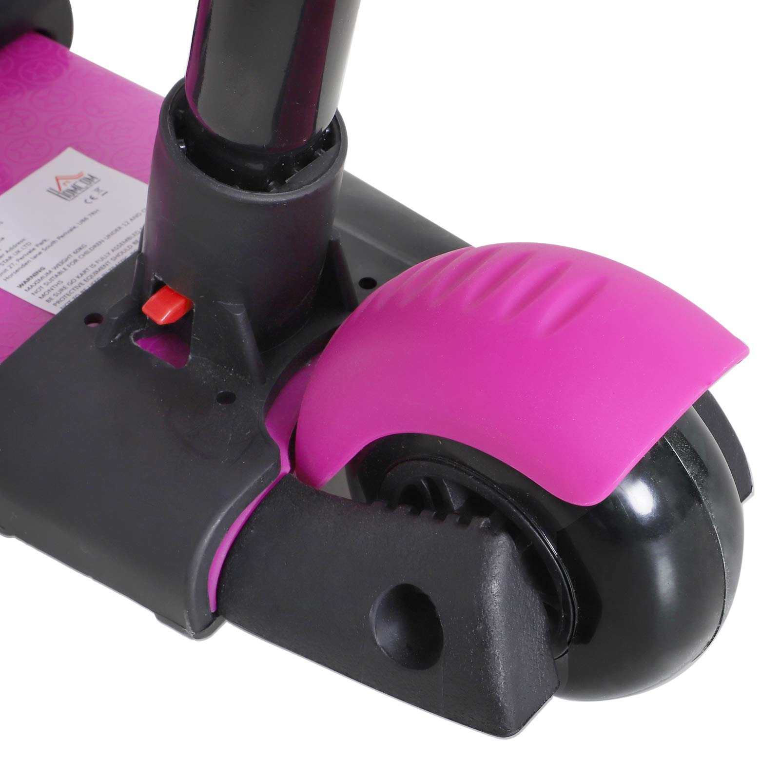 HOMCOM Monopattino 3 Ruote per Bambini con Sedile e Maniglione, Manubrio con Altezza Regolabile, 62x25x72.5cm Rosa