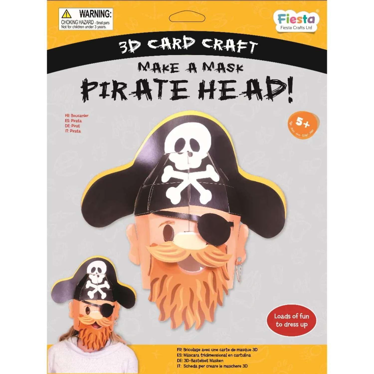 Fiesta Crafts 3D Mask Kit - Easy To Assemble (Pirate) 3D Head Mask