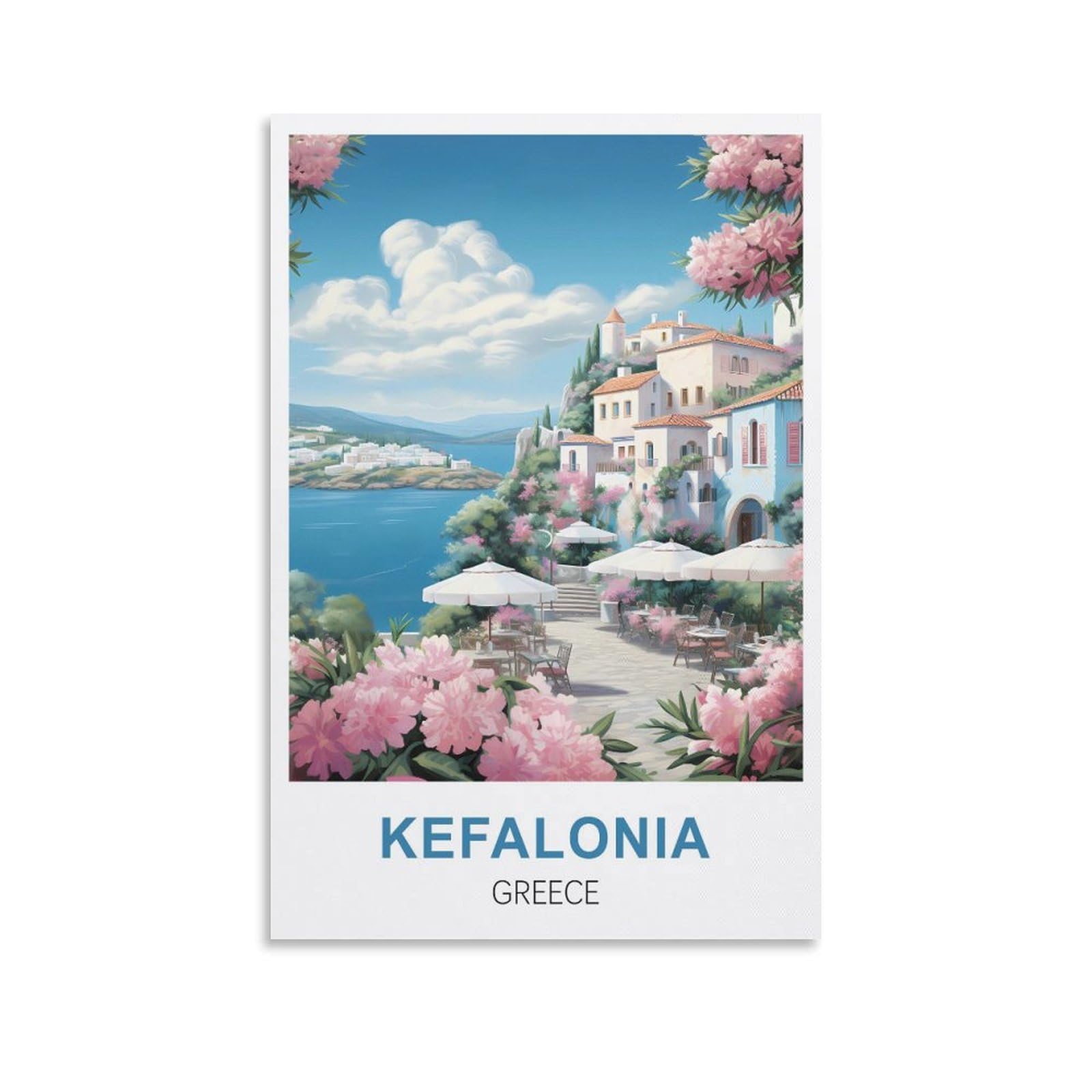 Xllyxygjq Unframe-Style Kefalonia Greece Vintage Travel Posters 12X18inch(30X45cm) Canvas Wall Art Poster Print Artwork Painting Picture For Home Decoration Living Room Office Bedroom