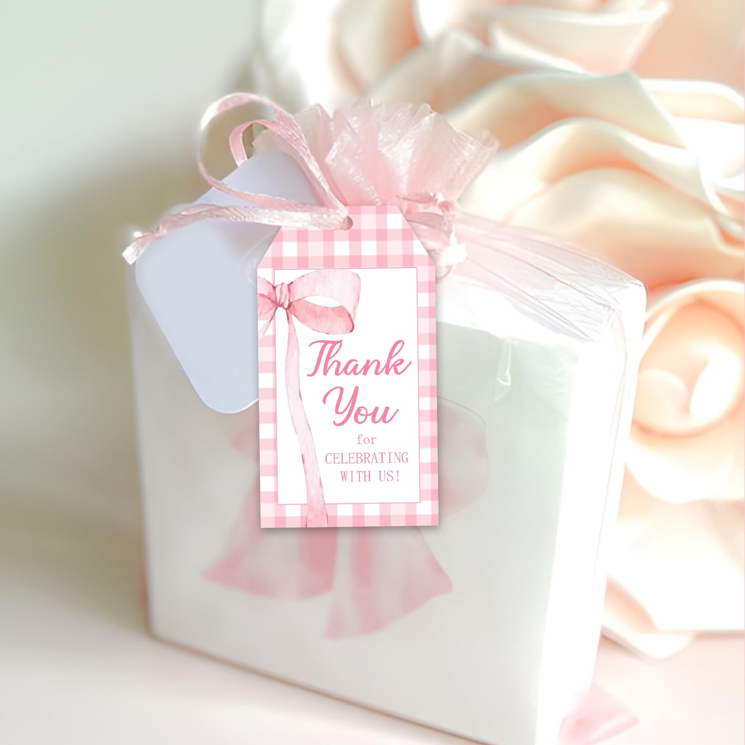 Wasise 480-Pack Pink 'Thank You' Bow Stickers For Gifts & Party Bags