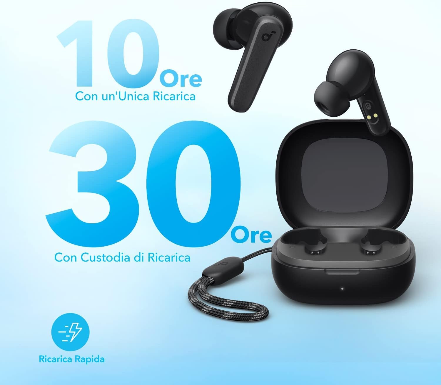 soundcore by Anker P20i Kabellose Bluetooth Kopfhörer in-Ear, 10mm Treiber, Anpassbarer EQ, 30 Std. Spielzeit, IPX5 wasserfest, 2 Mikros mit KI, einzeln verwendbar (Schwarz) (Generalüberholt)