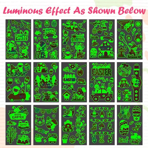 image for Partywind Glow Easter Basket Stuffers for Kids, 120+ Styles Temporary 