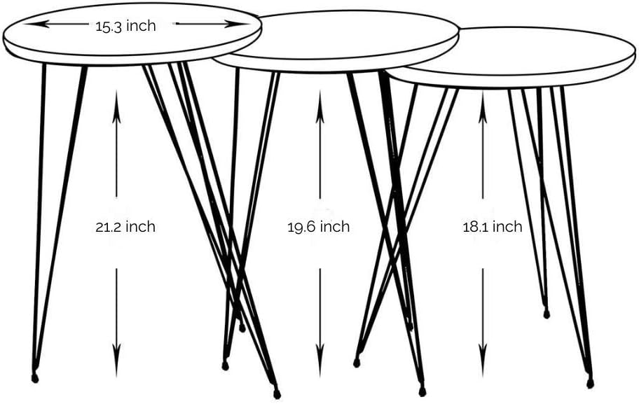 Blасk Frіdау - 40% оƒƒ Set of 3 HIGH Gloss Nesting End Tables - PAK Home Round Wood Stacking Coffee Side Accent Tables with Metal Legs for Living Room, Home Office, Nightstands for Bedroom, Sturdy Easy Assembly, Black/Gold