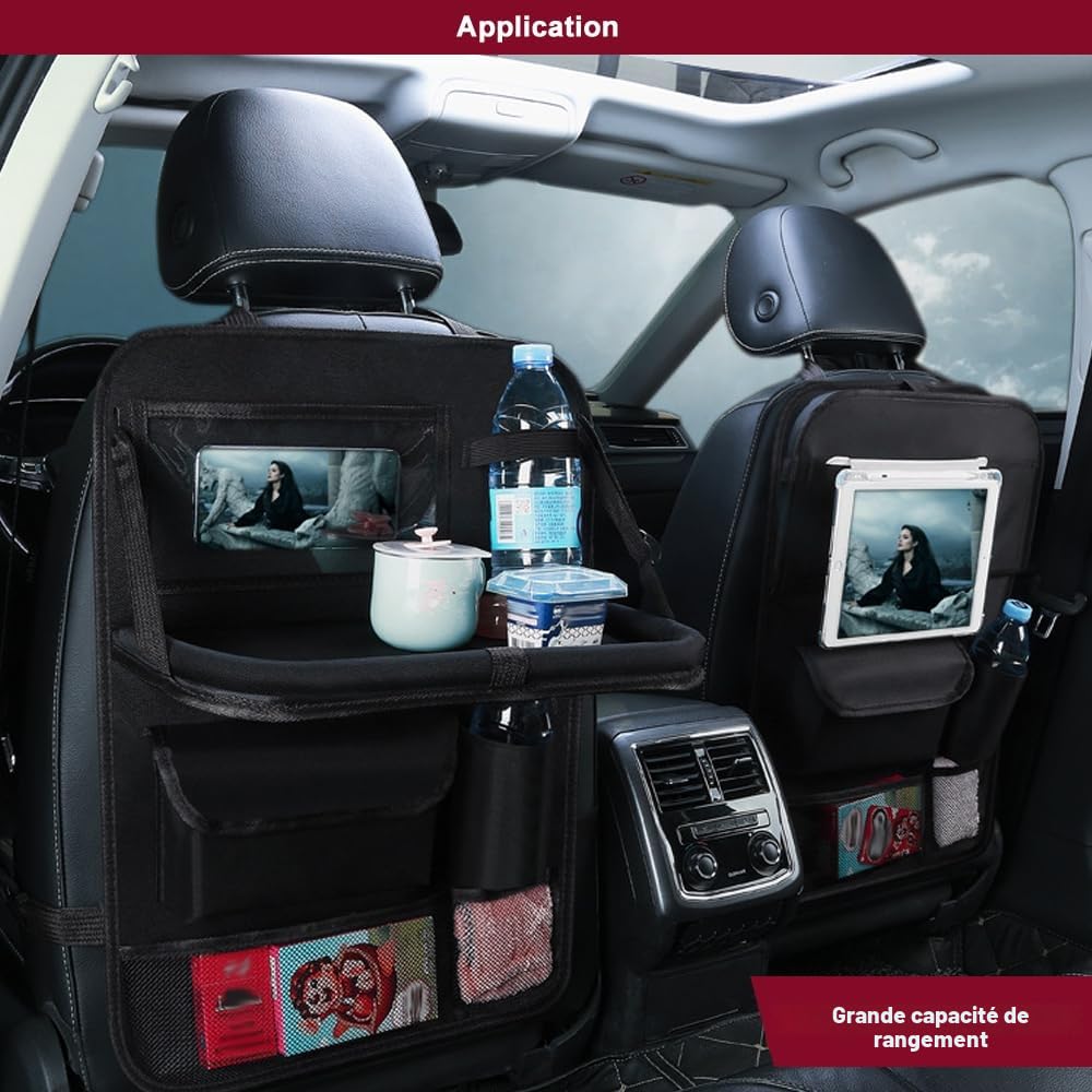 Lot De 2 Organisateurs De Siège De Voiture, Avec Support De Table À Manger Pliable, Livré Avec Barrière De Filet Pour Voiture De Chien, Pour Jouets, Collations Et Articles De Voyage Essentiels Etc