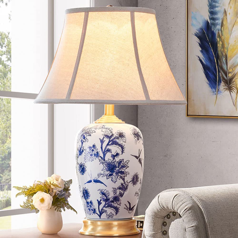 Lampa Stołowa Lampy Stołowe Do Salonu Lampa Stołowa Ceramiczna Chińska Mosiężna Lampka Nocna Do Sypialni Salon Salon Biuro Lampki Nocne Lampa Do Sypialni - Pilot C, Przełącznik Przyciskowy