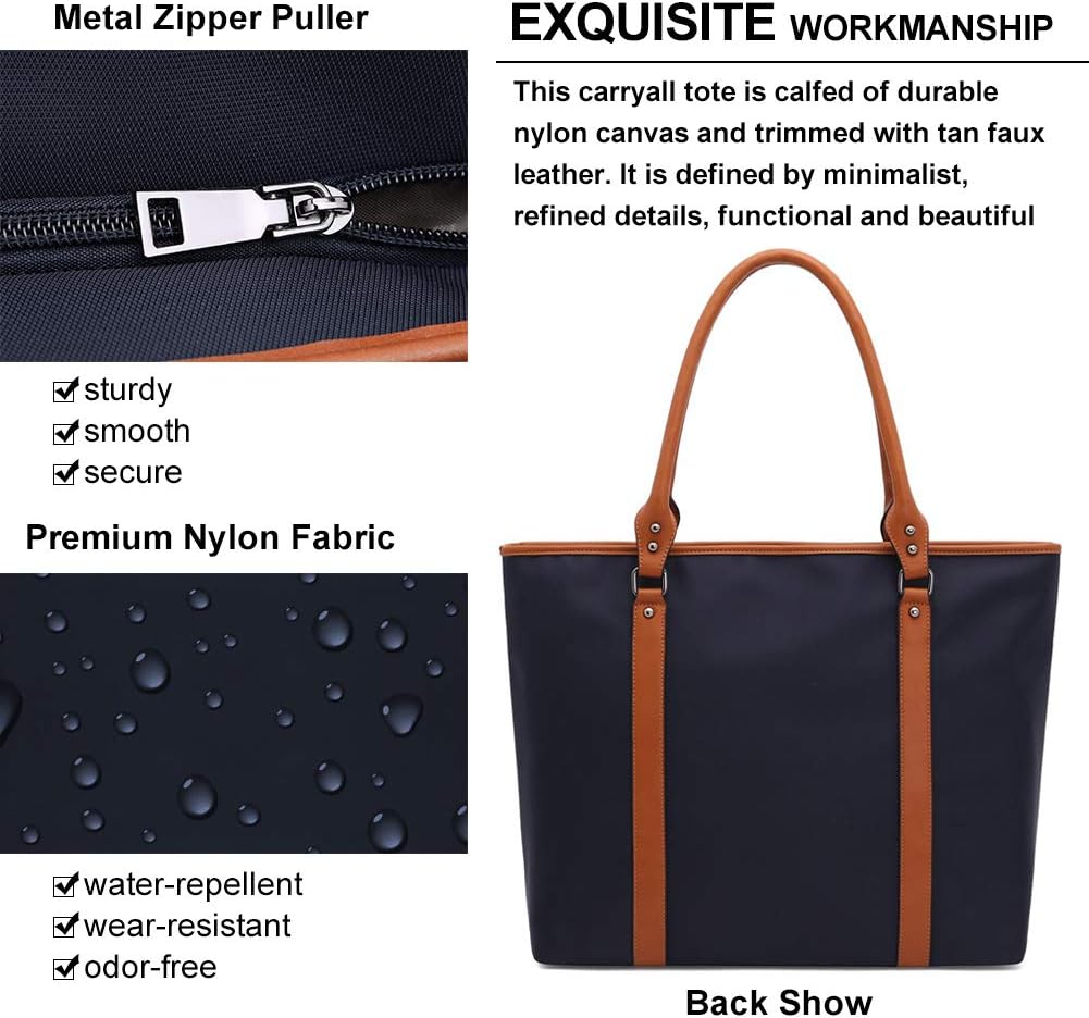 Exсluѕіvе Laptop Bag 15.6 17 Inch Laptop Bag for Women Nylon Work Tote Bag Water-repellent Briefcase Large Teacher Bag Lightweight School Bags for College Students Office Ladies