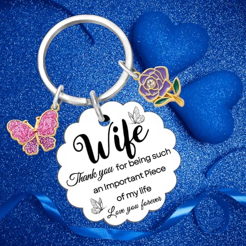 Coolvy Thank You Gifts for Women Bestie Best Friend Aunt Sister Mom Appreciation Birthday Christmas Valentines Gift Keychain (Wife) - image 6