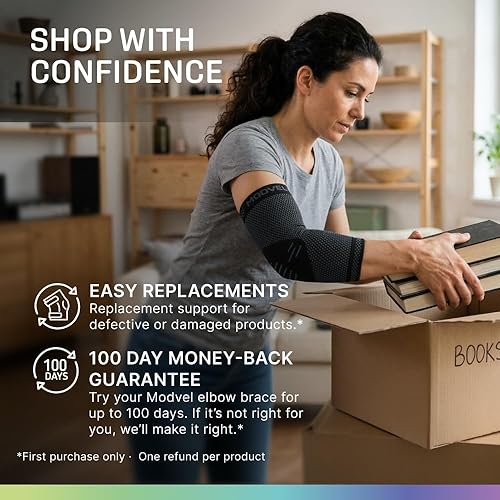 Vista 7 de Modvel Paquete de 2 coderas – Coderas de compresión para codo de golfista para aliviar el dolor en las articulaciones, recuperación, apoyos