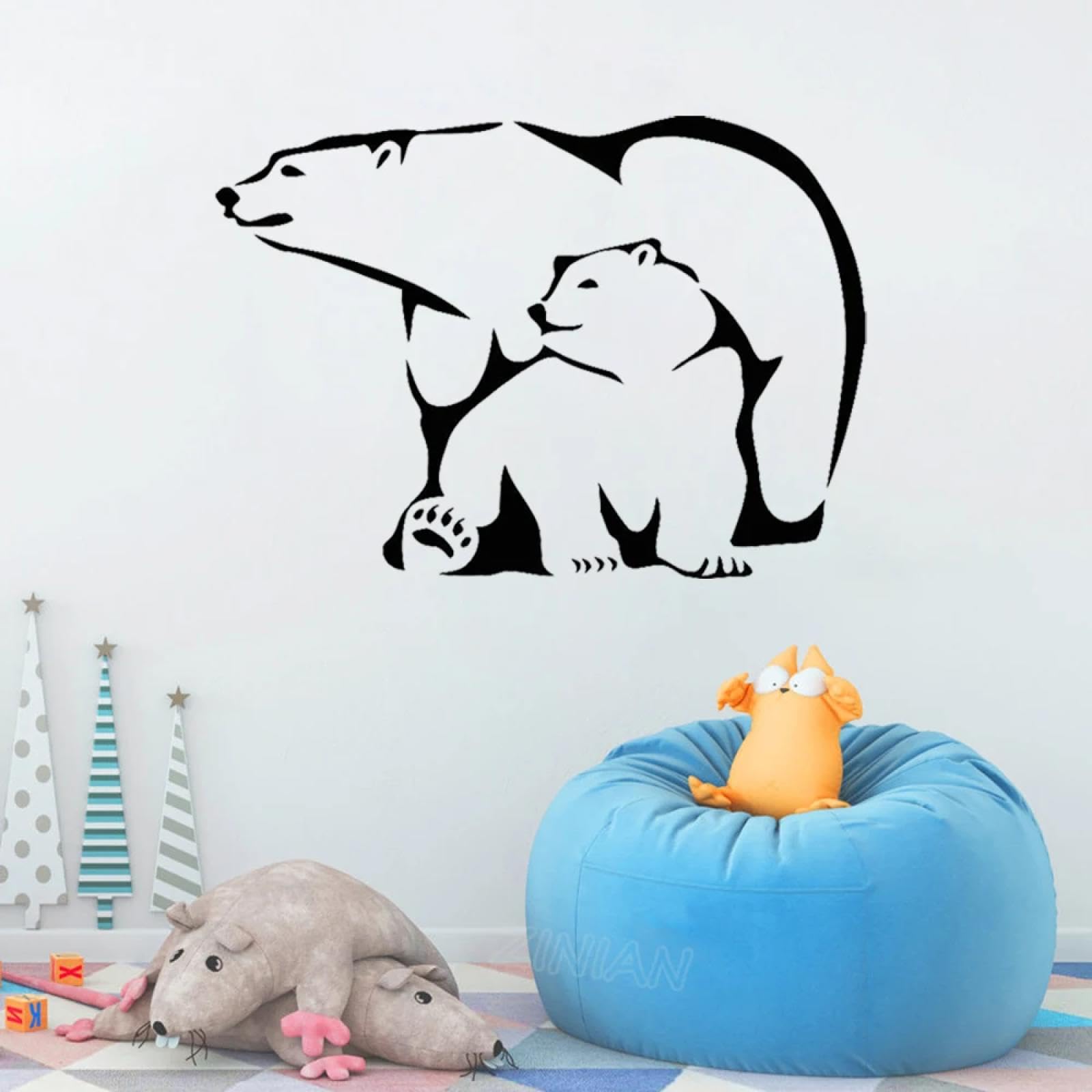 WEIMEIJIE Polar Bear Wild Decal wall Sticker for Kindergarten, Nursery, Baby Room, playroom Decoration, Cute wall Decal.