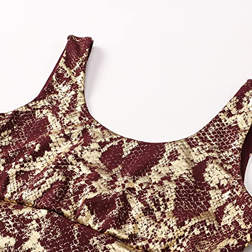 Sunbaca Sutiã feminino espovo pele de cobra estampado removível acolchoado elástico longline camisol