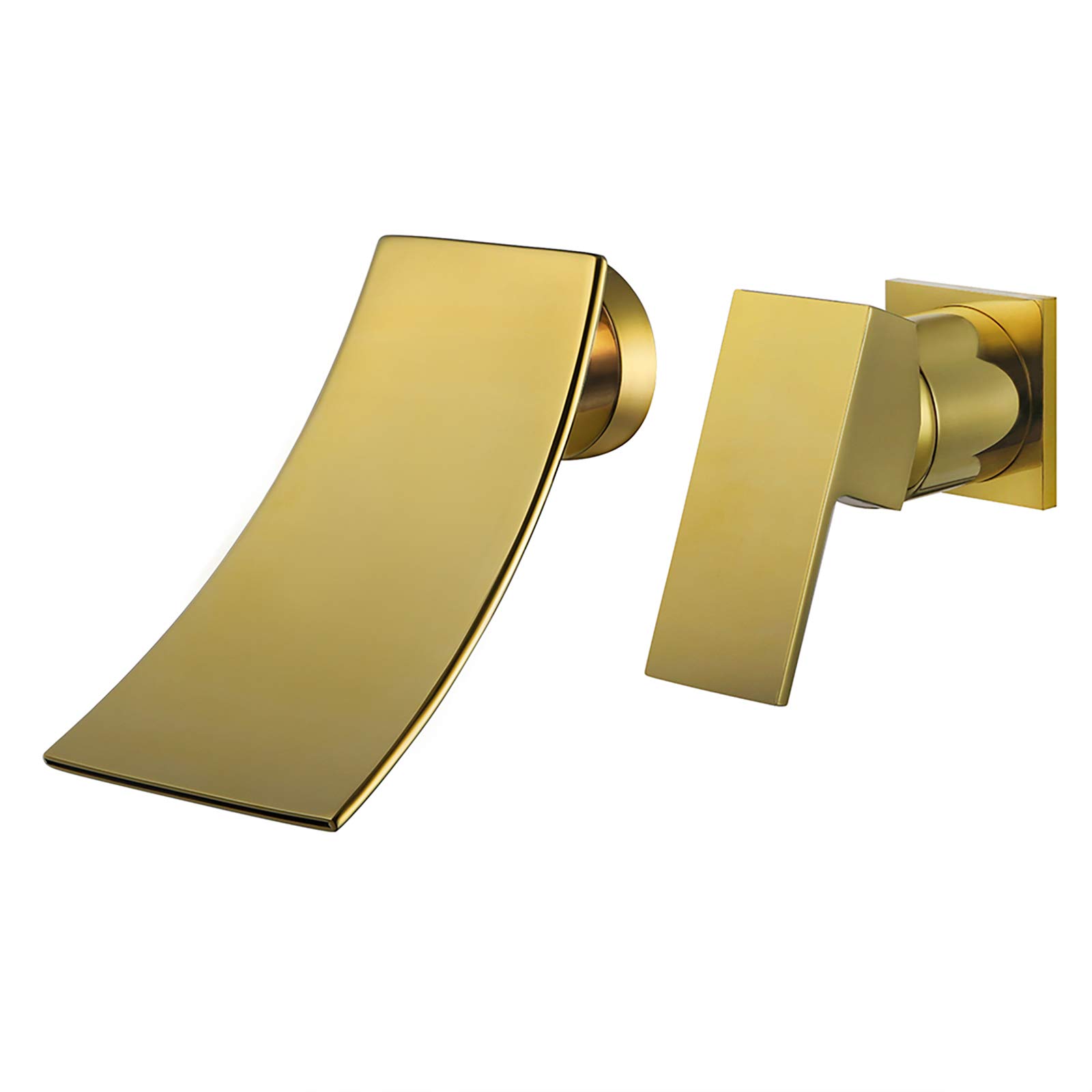 WIQUYBML Water-Tap,Shower Set Basinxer Tap Waterfall Bathroom Sink Faucet Hot and Coldxer Lavatory Single Handle Washbasin Wall Mounted Vanity Faucet/Gold, Gold