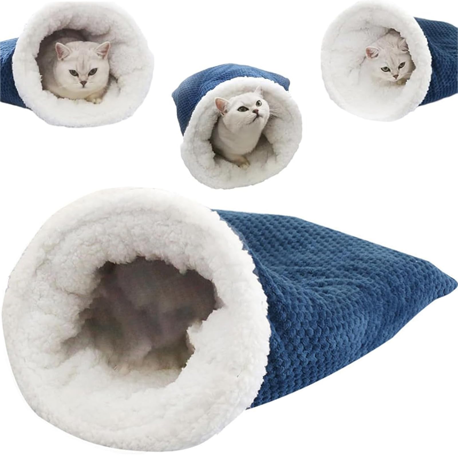 POCONT Cat Sleeping Bag, Sleeping Bag for Cats, Soft Cat Sack, Cat Sleeping Bag for Indoor Cats Large, Warm Cat Sleeping Bag, Comfortable Pet Snuggle Sack for Cats (Blue)