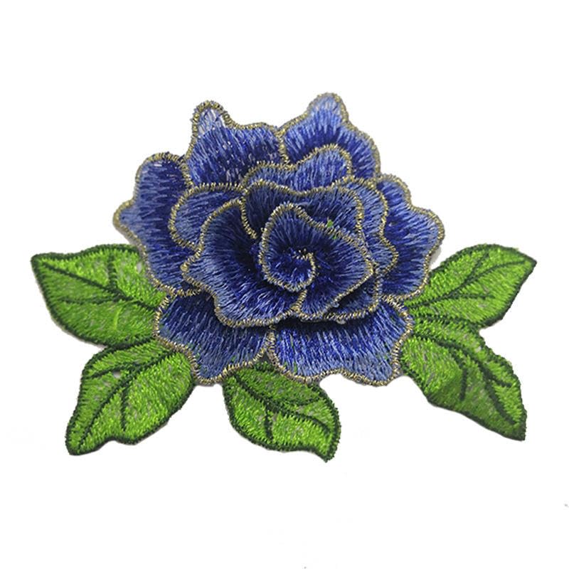 Naszywka haftowana 11 * 8 CM 5 SZTUK Mały niebieski kwiat haftowany naszywka do prasowania aplikacje chińskie na odzież naszywki przyszycia kurtkę jeansową(Black)