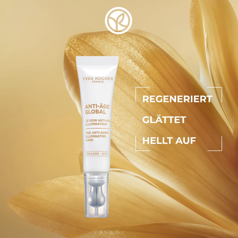 Yves Rocher ANTI-AGE GLOBAL Set für Regeneration: Supreme Creme (75 ml) & Korrigierende Augenpflege (15 ml) mit Gold-Achillea – Glättet Falten & Bringt die Augenpartie zum Strahlen