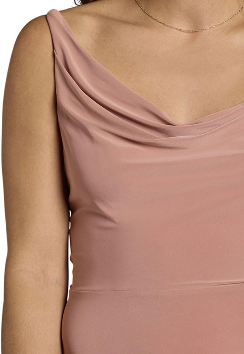 David's Bridal Jersey Sheath Dress with Asymmetrical Straps