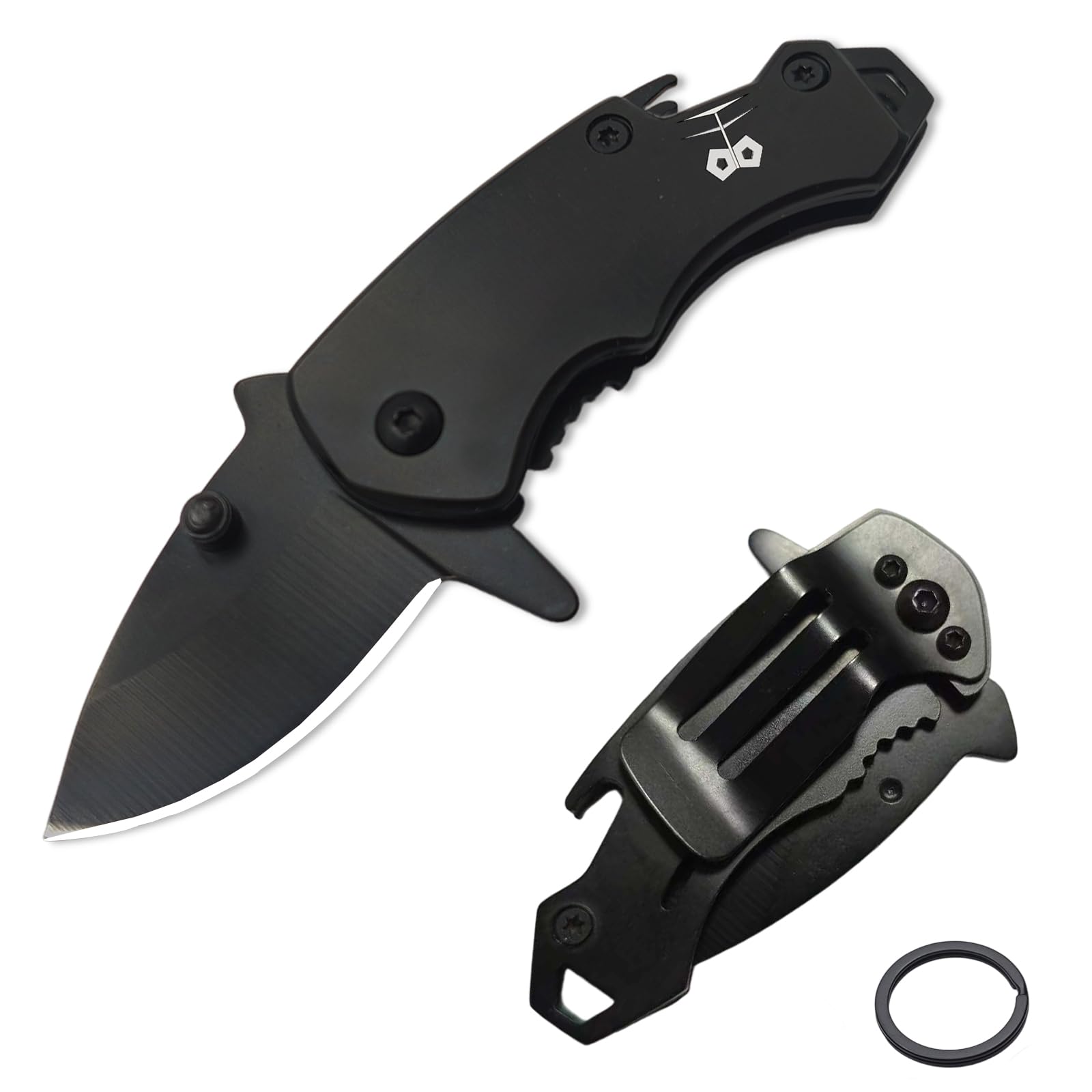 Coltello Piccolo, Mini Coltello da Esterno, Portachiavi Coltello Tascabile EDC, Coltelli Piegati e Apribottiglie, Multifunzione Regali Divertenti