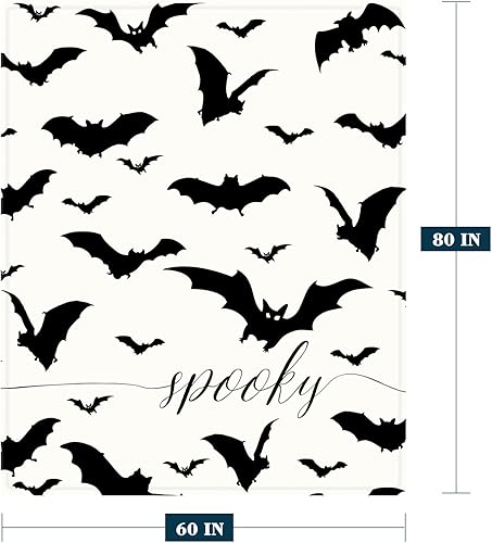 Miniatura 2 de Neatee Living Manta de Halloween tamaño individual, color blanco y negro, manta espeluznante de Halloween, ligera, mullida, suave, manta de forro