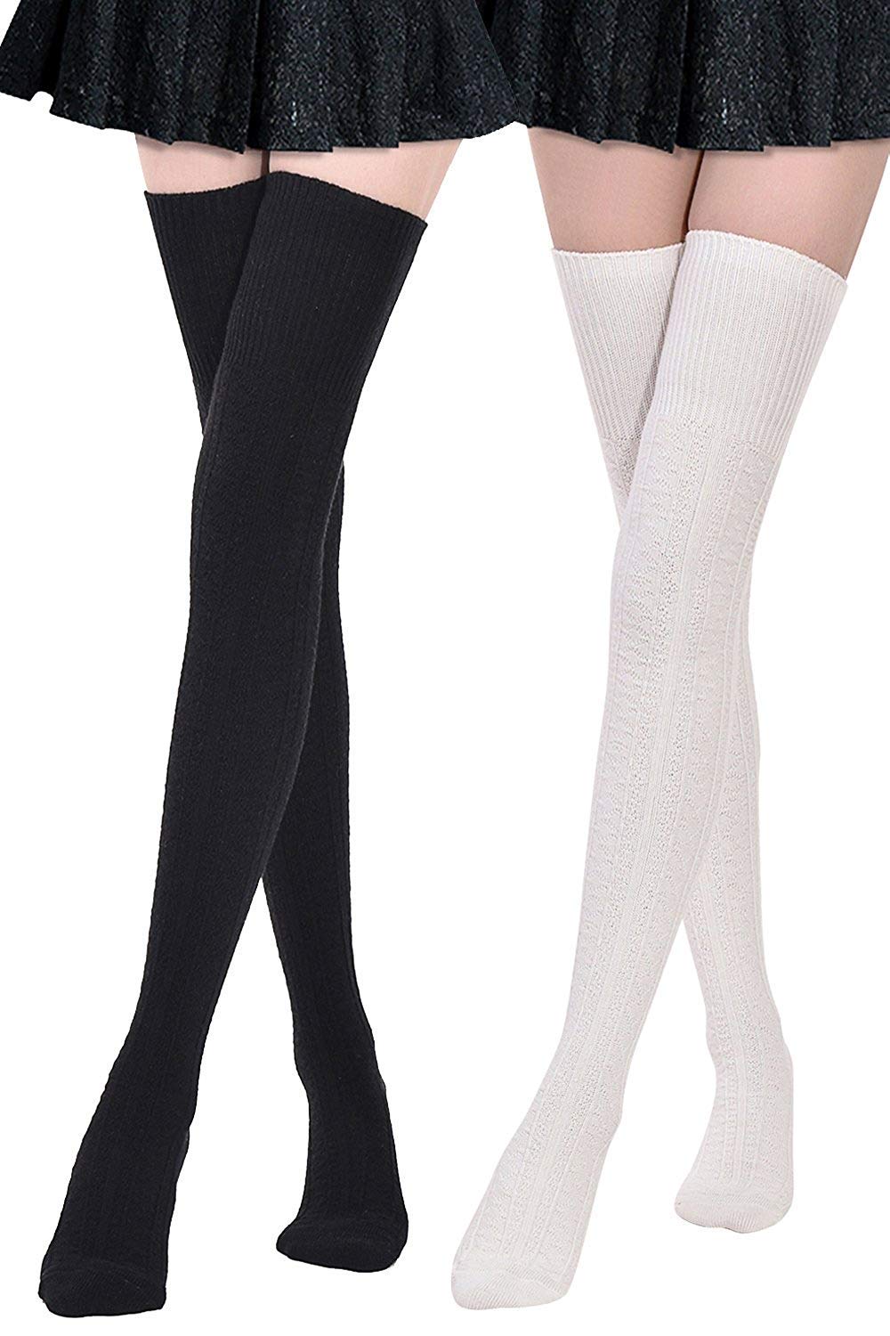 DRESHOW Sexy Elástico Calcetines Hasta Escuela de Cosplay Sobre la Rodilla Medias Hasta el Muslo Calcetines Largos Calientapiernas para Niñas y Mujeres