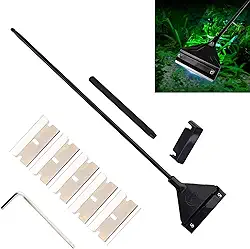GZTFPQ Raspador de algas para aquários de vidro, limpador de tanque de peixes, acessórios de aquário raspadores de algas com 5 lâminas de aço inoxidável, uma chave de fenda hexagonal, preto